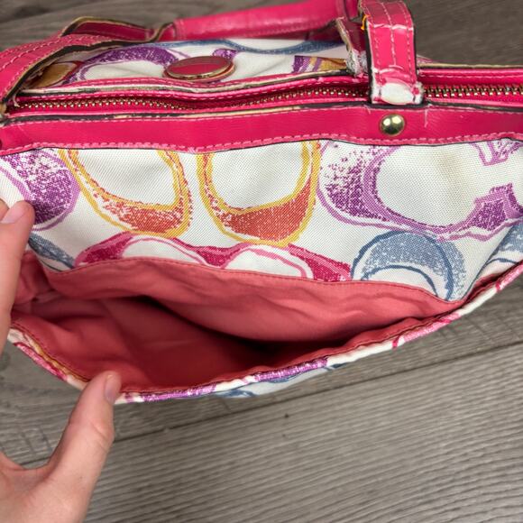 COACH Scribble Tote Bag with Hot Pink Leather Trim A1395-F21894 - Picture 6 of 13